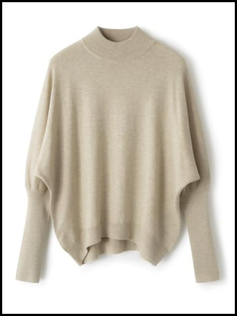 Women's Merino Wool Blend Oversized Sweater Mock Neck Batwing Sleeve Knit